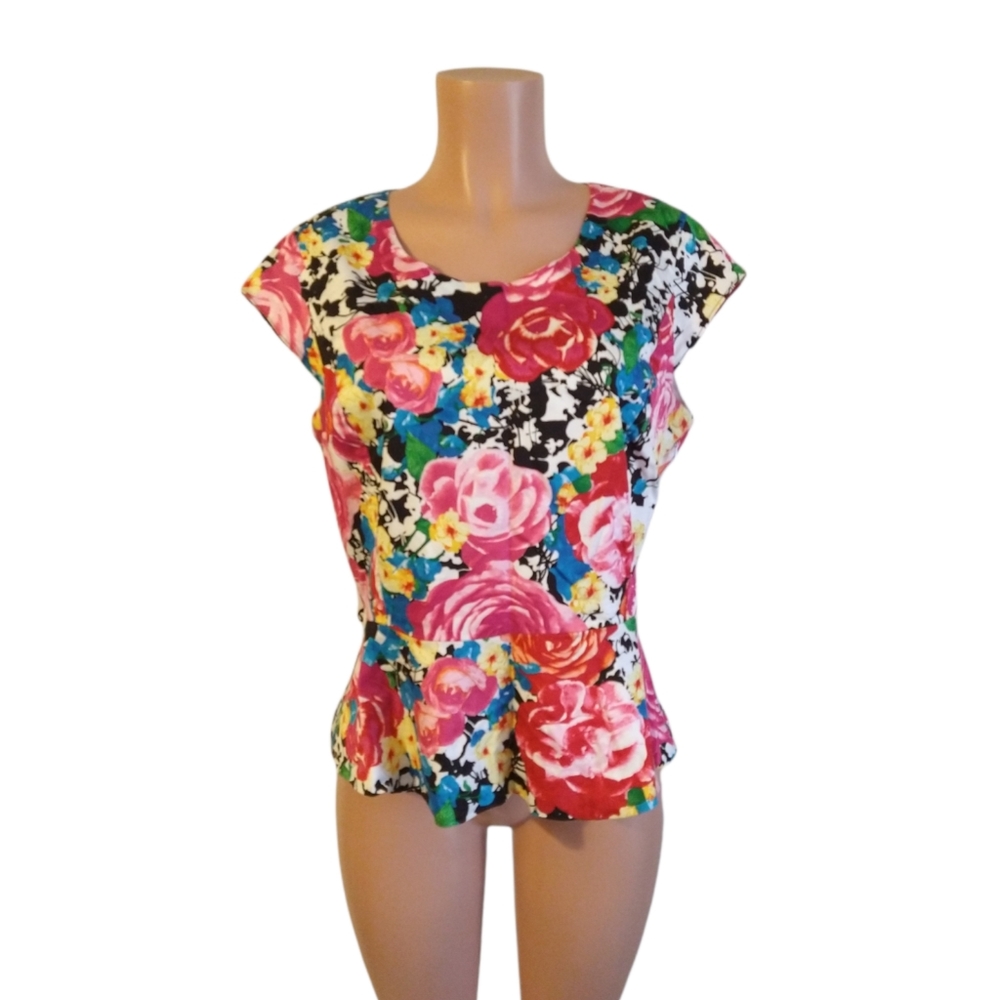 New York & Co Multicolor Floral Sleeveless Top Women's Size Large